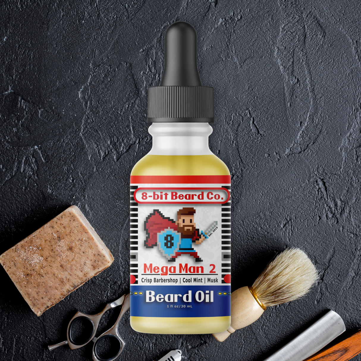 Mega Man 2 | Beard Oil - Fresh Barbershop, Cool Mint, Musk – 8bit