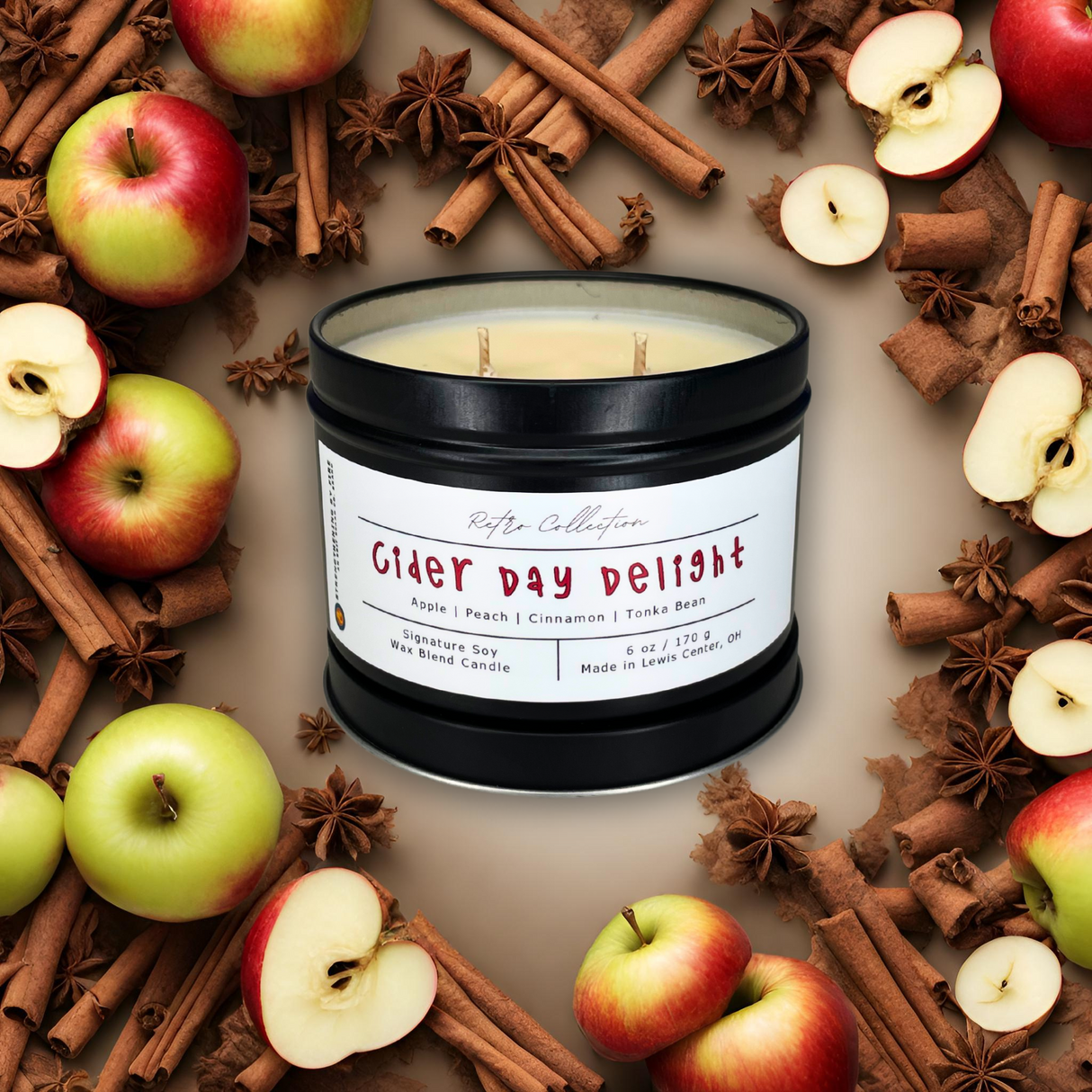 Cider Day Delight | Candle 6 oz - Apple, Cinnamon, Tonka Bean